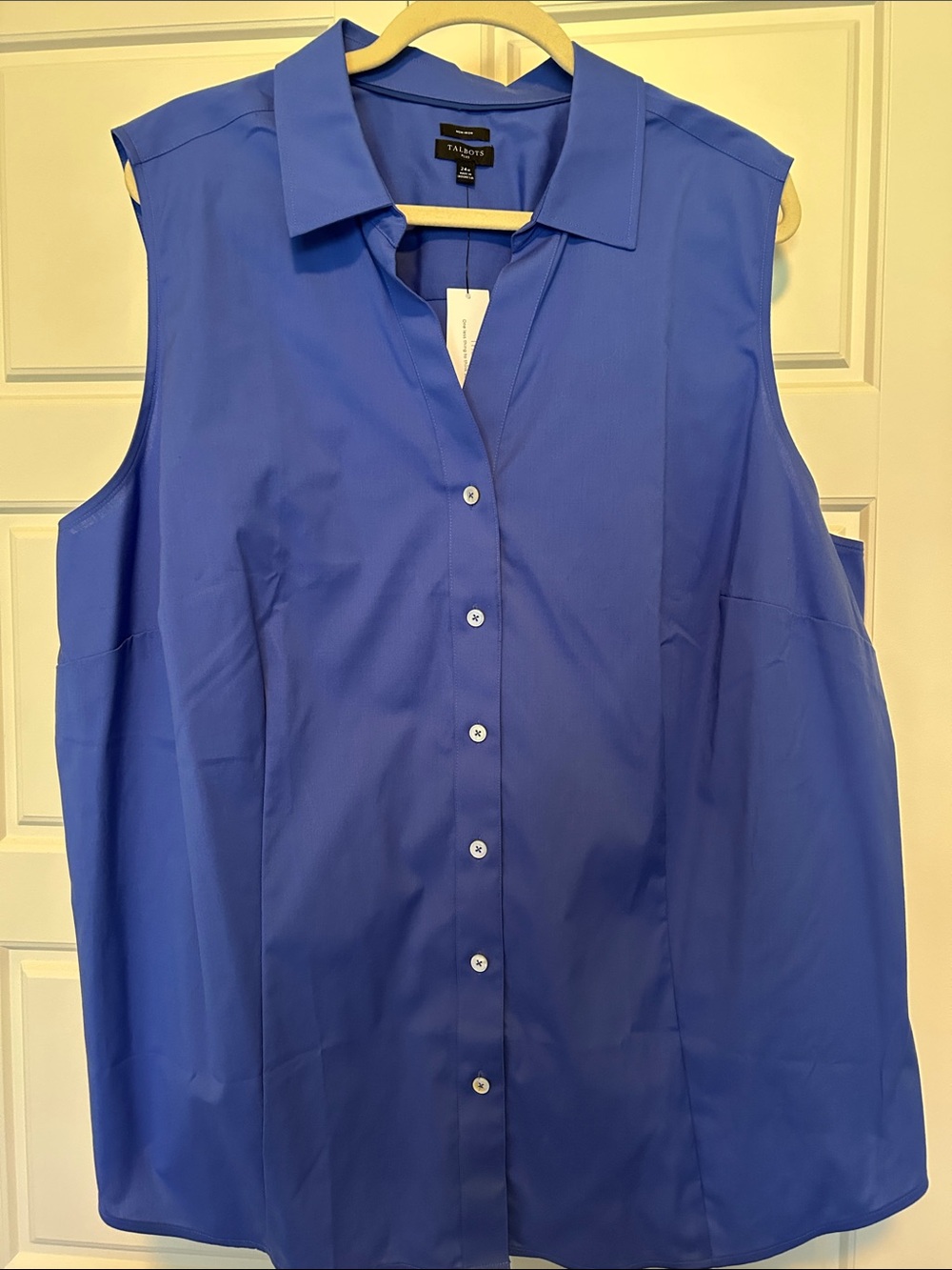 Talbots Sleeveless Button-Front Shirt in Cobalt Blue
